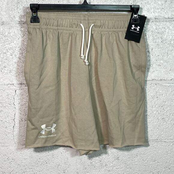 Under Armour Men's 6" Rival Terry Shorts tan, small - Picture 1 of 6